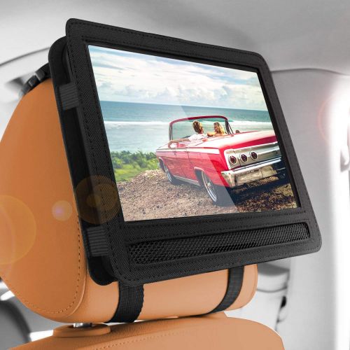  [아마존베스트]KUBEST Car Headrest Mount Holder Strap Case for Swivel & Flip Style Portable DVD Player (10-10.5 inch)