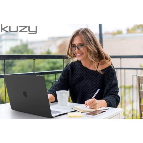  [아마존베스트]Kuzy - MacBook Pro 15 inch Case 2019 2018 2017 2016 Release A1990 A1707, Hard Plastic Shell Cover for Newest MacBook Pro 15 case with Touch Bar Soft Touch - Black