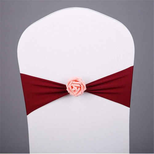  Brand: LucaSng LucaSng Elastic Chair Bows with Flowers for Wedding Party Decorations Chair Sashes