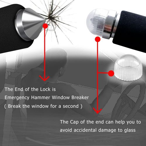  [아마존베스트]Car Lock, Car Steering Wheel Lock Universal Vehicle Truck Van SUV Auto Adjustable Anti-Theft Locking Heavy Duty Safety Hammer Self-defense Handy Tool With Emergency Hammer Window B