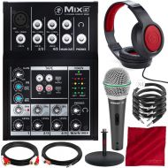 Photo Savings Mackie Mix Series Mix5 5-Channel Compact Mixer and Platinum Bundle wDynamic Microphone + Studio Desktop Mic Stand + Headphones + Cables + Fibertique Cloth