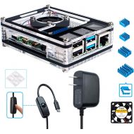 [아마존베스트]Miuzei Raspberry Pi 4 Case with Fan, 3× Heat-Sinks, 5V 3A USB-C Power Supply for Raspberry Pi 4 Model B (Pi 4 Board Not Included)