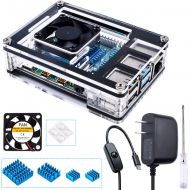 [아마존베스트]Miuzei Case for Raspberry Pi 4 with Fan, 3× Heat-Sinks, 5V 3A USB-C Power Supply with ON/Off Switch for Raspberry Pi 4 Model B