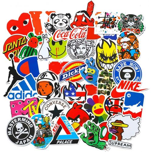  [아마존베스트]Mozoltov 100 Pcs Fashion Brand Stickers for Laptop Stickers Motorcycle Bicycle Skateboard Luggage Decal Graffiti Patches Stickers for [No-Duplicate Sticker Pack]