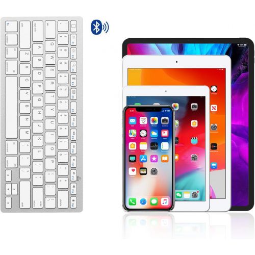  [아마존베스트]OMOTON Ultra-Slim Bluetooth Keyboard Compatible with 2018 iPad Pro 11/12.9, New iPad 9.7 Inch, iPad Air, iPad Mini, iPhone and Other Bluetooth Enabled Devices, White