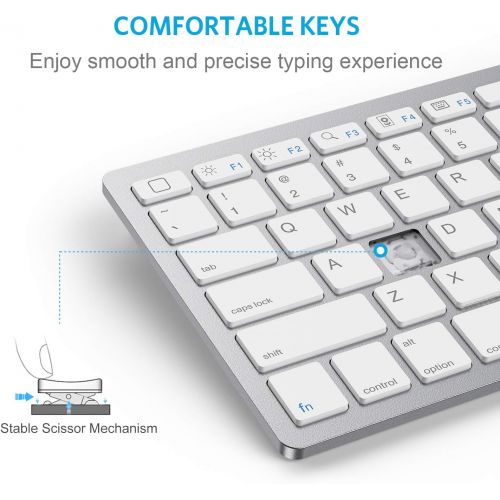  [아마존베스트]OMOTON Ultra-Slim Bluetooth Keyboard Compatible with 2018 iPad Pro 11/12.9, New iPad 9.7 Inch, iPad Air, iPad Mini, iPhone and Other Bluetooth Enabled Devices, White