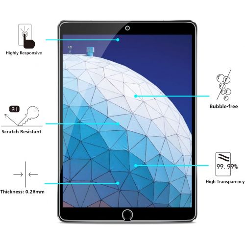  [아마존베스트]OMOTON Screen Protector for iPad Air 3 10.5 inch 2019 / iPad Pro 10.5 inch - Tempered Glass/Apple Pencil Compatible/Scratch Resistant