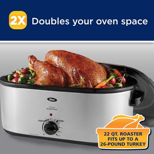  Oster CKSTRS23-SB Roaster Oven, 22-Qt, Stainless Steel