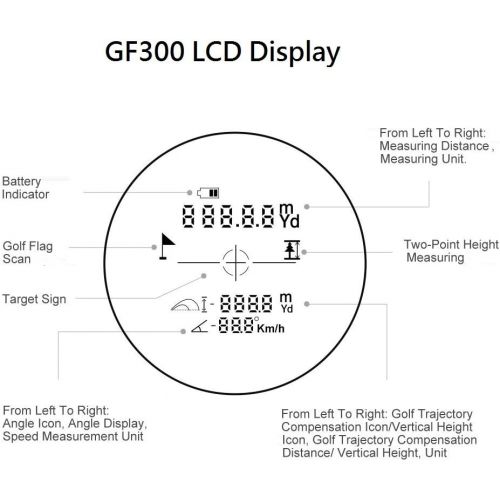  POSMA GF300 New Golf Rangefinder - Laser Range Finder with Slope, Golf Trajectory mode,Flag-Lock and DistanceHeightSpeedAngle Measurement - Laser Monocular free pouch