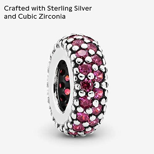  Brand: Pandora Pandora 791359CZR Womens Charm Pave Inspiration 925 Silver Zirconia Red Brilliant Cut