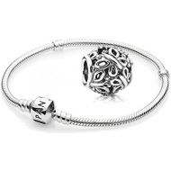 Brand: Pandora Original Pandora Gift Set, 1 590702HV Bracelet 790895 and 1 Silver Charm Butterfly Swarm 790895, Silver