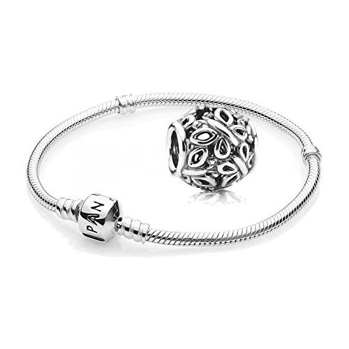  Brand: Pandora Original Pandora Gift Set, 1 590702HV Bracelet 790895 and 1 Silver Charm Butterfly Swarm 790895, Silver