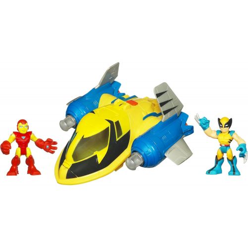  Marvel Super Hero Adventures Playskool Heroes Rescue Jet with Wolverine & Iron Man