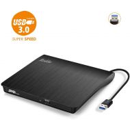 [아마존베스트]Rioddas External CD Drive, USB 3.0 Portable CD/DVD +/-RW Drive Slim DVD/CD ROM Rewriter Burner Compatible with Laptop Desktop PC Windows Linux OS Apple Mac(Black)