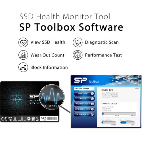  [아마존베스트]SP Silicon Power Silicon Power 512GB SSD 3D NAND A55 SLC Cache Performance Boost SATA III 2.5 7mm (0.28) Internal Solid State Drive (SP512GBSS3A55S25)