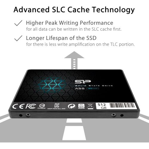  [아마존베스트]SP Silicon Power Silicon Power 512GB SSD 3D NAND A55 SLC Cache Performance Boost SATA III 2.5 7mm (0.28) Internal Solid State Drive (SP512GBSS3A55S25)