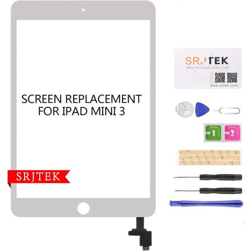  [아마존베스트]Screen Replacement for IPad Mini 3-SRJTEK Touch Screen Digitizer Glass A1599 A1600,Repair Parts with IC Chip Assembly Kits,Tempered Glass Included (White)