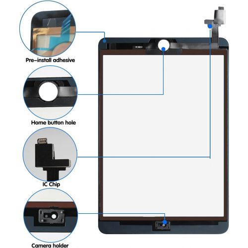  [아마존베스트]Screen Replacement for IPad Mini 3-SRJTEK Touch Screen Digitizer Glass A1599 A1600,Repair Parts with IC Chip Assembly Kits,Tempered Glass Included (White)