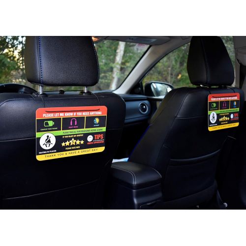  [아마존베스트]Eagle Express (2 pack) Uber Lyft Tips Rating Appreciated Rideshare Driver Signs double side double printed with different design 9x6