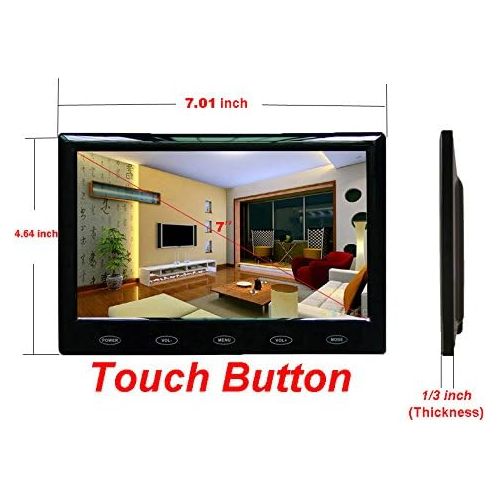  [아마존베스트]SallyBest - Expand Your Horizons SallyBest 7 Ultra Thin HD 800*480 TFT Color LCD Screen 2 Video Input Car Rear View Headrest Monitor DVD VCR Monitor with Remote Control and Touch Button