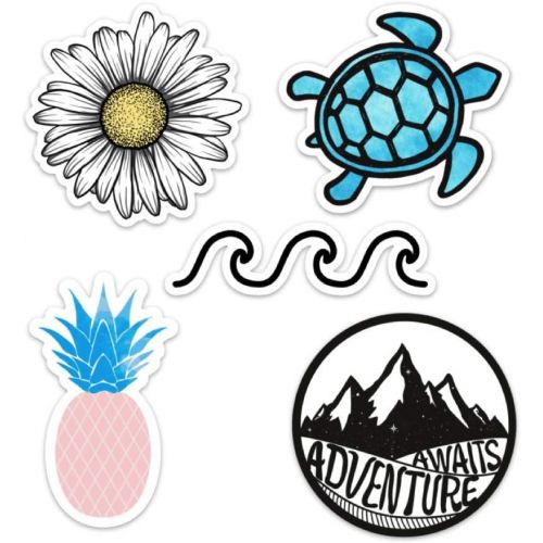  [아마존베스트]Saturdays Co. Cute Ocean/Beach Vinyl Laptop and Water Bottle Decal Sticker Pack, Made in US