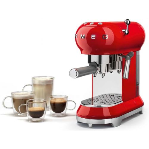 스메그 Brand: Smeg ECF01Espresso Coffee Maker with Filter Holders, red