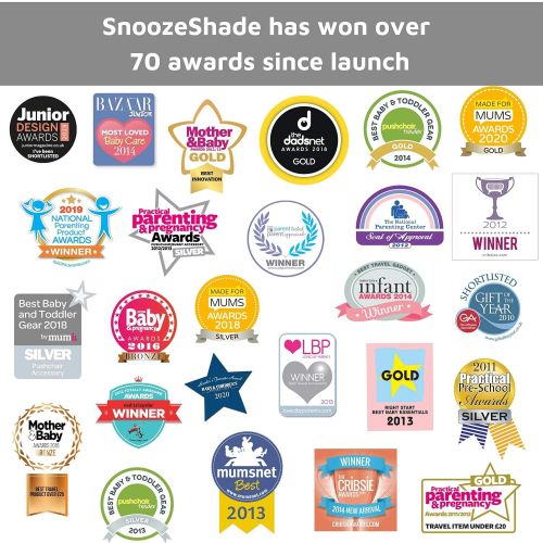  Brand: SnoozeShade Stroller Sun Cover (6m+) | UV Sunshade for Baby Strollers & Joggers | Universal Fit for 3 & 4 Wheelers | Blocks 99% of The Suns Rays | SnoozeShade Plus