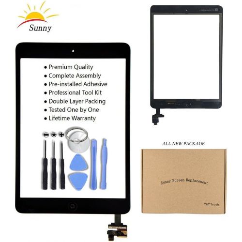  [아마존베스트]Sunny iPad Mini&Mini 2 Model A1432 A1454 A1455 A1489 A1490 Black Digitizer Glass Replacement Digitizer Replacement Screen Replacement Full Assembly Includes Adhesive Stickers and Profess