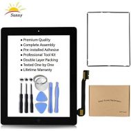 [아마존베스트]Sunny Black New iPad 3 Model A1403 A1416 A1430 Digitizer Screen Replacement Glass Replacement Assembly Kit Includes Installed Adhesive Stickers Bezel Frame and Professional Tool Kit