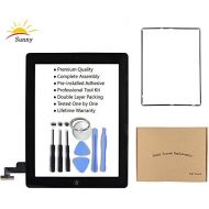 [아마존베스트]Sunny iPad 2 A1395 A1396 A1397 Screen Replacement Digitizer Glass Assembly(Black) - Includes Home Button Camera Holder Pre Installed Adhesive Stickers Bezel Frame and Professional Tool K