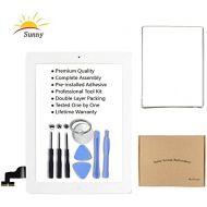 [아마존베스트]Sunny iPad 2 A1395 A1396 A1397 Screen Replacement Digitizer Glass Assembly(White) - Includes Home Button Camera Holder Pre Installed Adhesive Stickers Bezel Frame and Professional Tool K