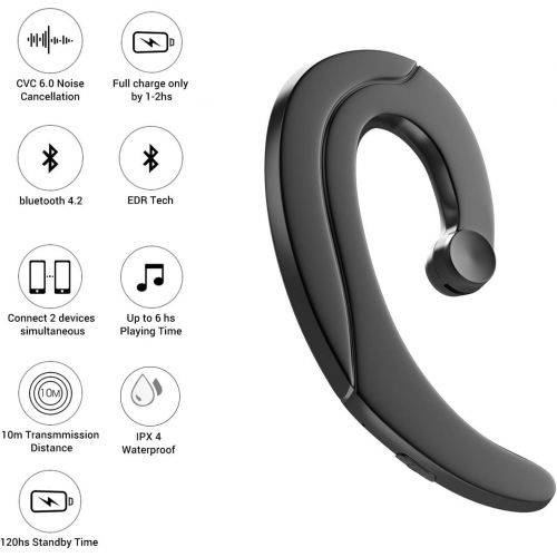  Brand: TDYY TDYY Bluetooth Headset EarHook Wireless Headphones with Mic Handsfree Painless Wearing Sport Earphones 5 Hrs Playing Time-One Piece