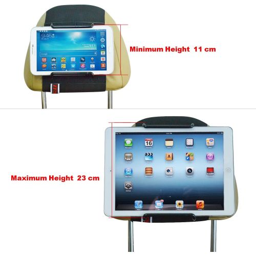  [아마존베스트]TFY Universal Car Headrest Mount Holder, Fits ALL 7 Inch to 11 Inch Tablets - Apple iPad, iPad 4 (iPad 2 & 3), iPad Air, iPad Mini 2/3/4 - iPad Pro 9.7 - Samsung Galaxy Tab & Note