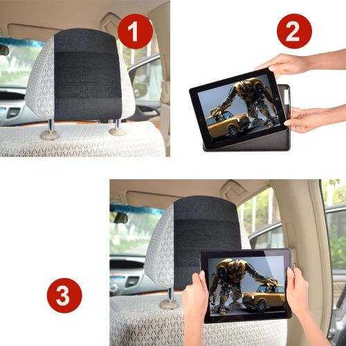  [아마존베스트]TFY iPad 4 / iPad 3 / iPad 2 Car Headrest Mount HolderFast-Attach Fast-Release Edition - Black