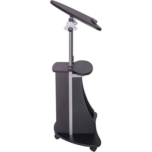  [아마존베스트]Techni Mobili RTA-B005-BK Sit-to-Stand Rolling Storage Adjustable Laptop Cart, Black