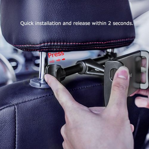  [아마존베스트]Car Headrest Mount, Tryone Tablet Headrest Holder Compatible with Smartphones/Tablets/Switch 4.7-10.5, Headrest Posts Width 4.9in-5.9in(Black)
