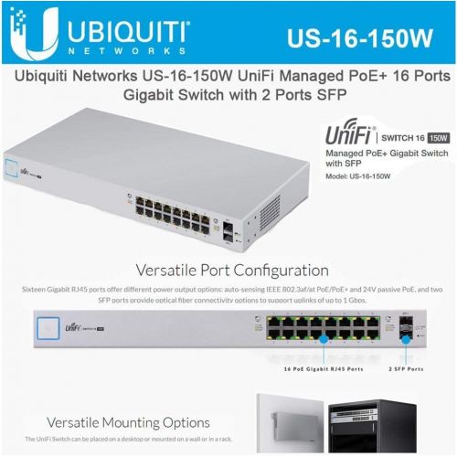 Brand: Ubiquiti Networks Ubiquiti US-16-150W Networks Networks UniFi Switch, 16 Port,White