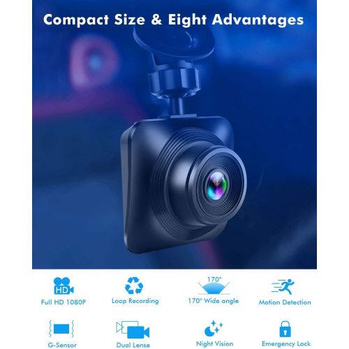  [아마존베스트]VATENIC Dash Cam Car Camera Recorder FHD 1080P Front and Rear Cameras,Driving Loop Recording,2.2 Inch LCD Screen 170°Wide Angle, WDR,Night Vision, G-Sensor, Motion Detection, Parking Monit