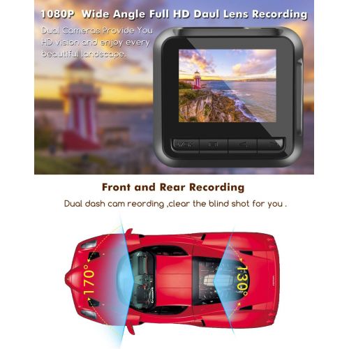  [아마존베스트]VATENIC Dash Cam Car Camera Recorder FHD 1080P Front and Rear Cameras,Driving Loop Recording,2.2 Inch LCD Screen 170°Wide Angle, WDR,Night Vision, G-Sensor, Motion Detection, Parking Monit