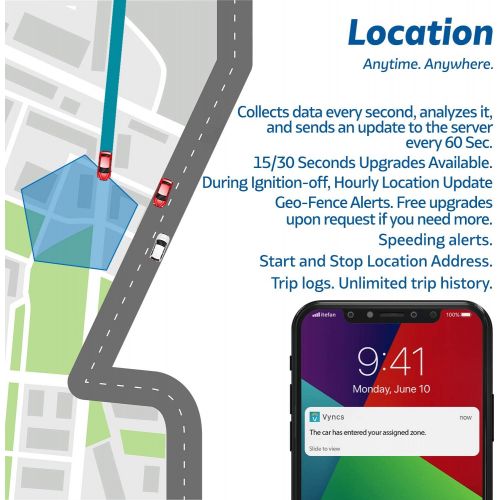  [아마존베스트]GPS Tracker VyncsPro No Monthly Fee 3G OBD Car Tracker Real Time GPS 1 Year Data Plan Included 60 Seconds GPS, Live Map, Teen Unsafe Driving Alert, Car Health, Recall, Fuel Report