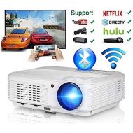 WIKISH Wireless Projector WiFi Bluetooth 3600 Lumens (2018 Updated), Portable HD LED Projector 1080p Support, Digital Home Theater Cinema Projector Indoor Outdoor Movie Game with HDMI USB
