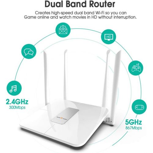  [아마존베스트]WISE TIGER Wifi Router AC 5GHz Wireless Router for Home Office Internet Gaming Compatible with Alexa