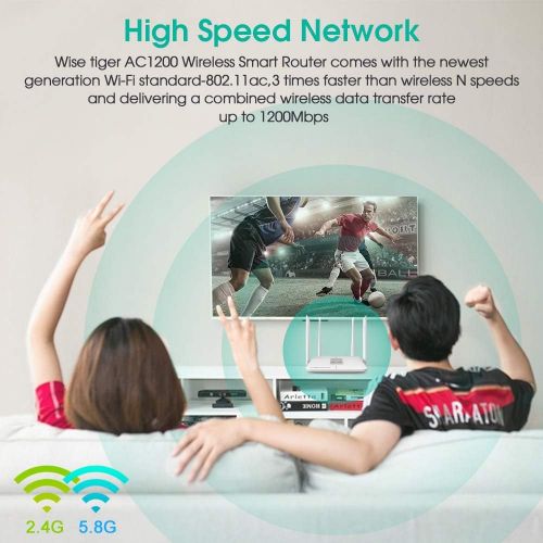  [아마존베스트]WISE TIGER Wifi Router AC 5GHz Wireless Router for Home Office Internet Gaming Compatible with Alexa