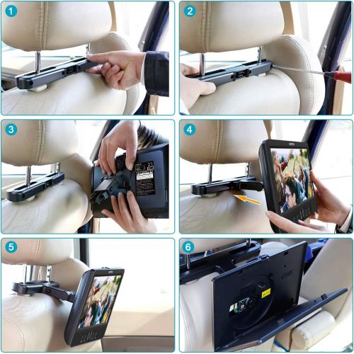  [아마존베스트]WONNIE 10.5 Portable Dual DVD Players, 1024x800 HD LCD TFT, USB/SD/MMC Card Readers, Built-in 5 Hours Rechargeable Battery, Stereo Sound, Regions Free, AV Out & in