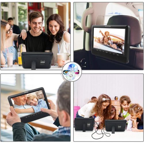  [아마존베스트]WONNIE Dual Car Headrest DVD Player with 10.5 inch LCD Screen