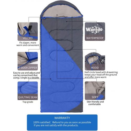  Brand: Wantdo Wantdo Sleeping Bag with Hood for Cold Weather 30 Fahrenheit Indoor Outdoor Use Waterproof, Portable Lightweight Great for Camping Backpacking Hiking