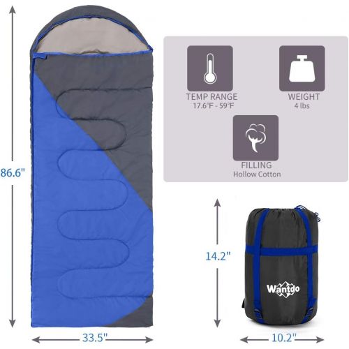  Brand: Wantdo Wantdo Sleeping Bag with Hood for Cold Weather 30 Fahrenheit Indoor Outdoor Use Waterproof, Portable Lightweight Great for Camping Backpacking Hiking