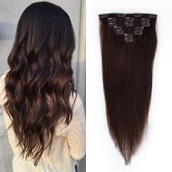 Brand: Winsky 18 inches Clip in hair Extensions Remy Human Hair - 70g 7pcs 16 Clips Straight Thick 100% Real Human Hair Extensions for Women Jet Black #1 Color