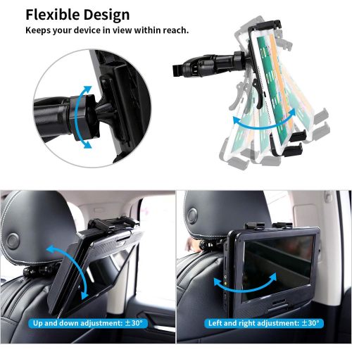  [아마존베스트]YOOHOO Tablet Car Headrest Mount, Universal 9 DVD Player Holder for Car Backseat Seat Mount,360° Rotating Adjustable,for All 7- 13 Tablet