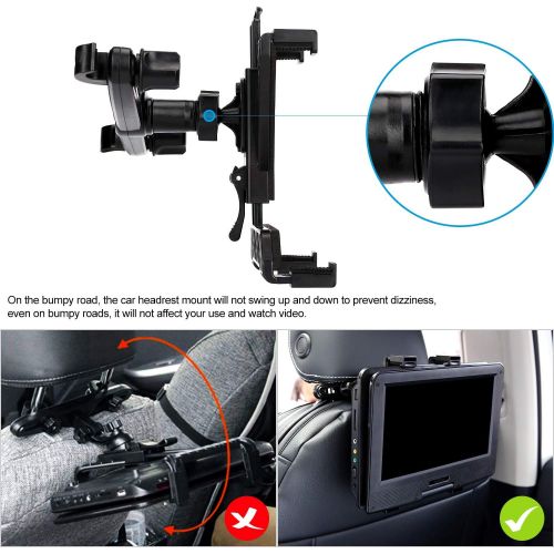  [아마존베스트]YOOHOO Tablet Car Headrest Mount, Universal 9 DVD Player Holder for Car Backseat Seat Mount,360° Rotating Adjustable,for All 7- 13 Tablet